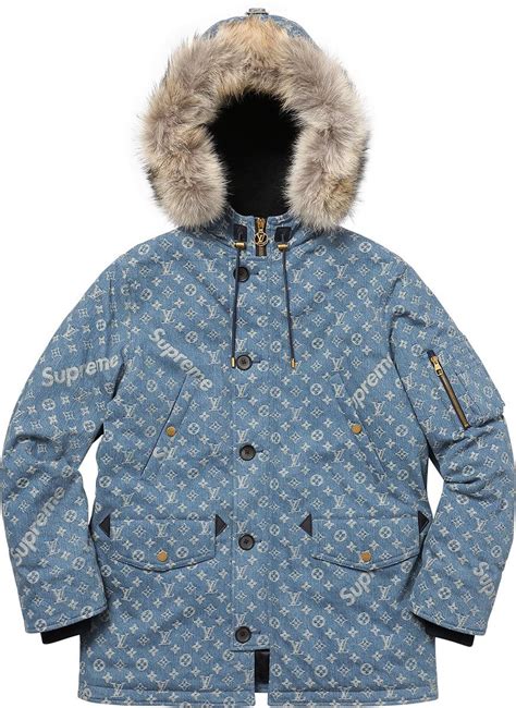 lv x supreme parka|supreme louis vuitton jacquard.